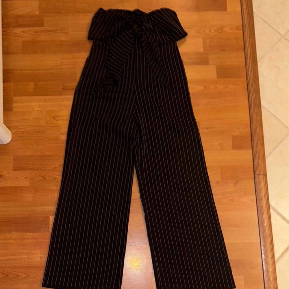 Papaya Black Jumpsuit with Tie Waist and Wide-Leg Design